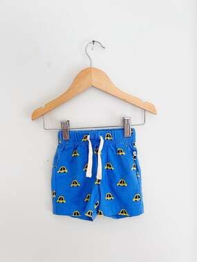 Baby Gap Brannan's Favorites Blue Car Print Pull-On Shorts 6-12 Months